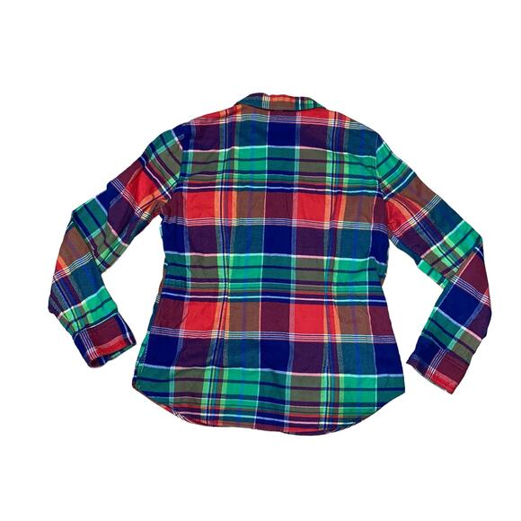 Chaps Women’s Multicolor Plaid Zip Up Long Sleeve Shirt Jacket Size Medium - Picture 5 of 8